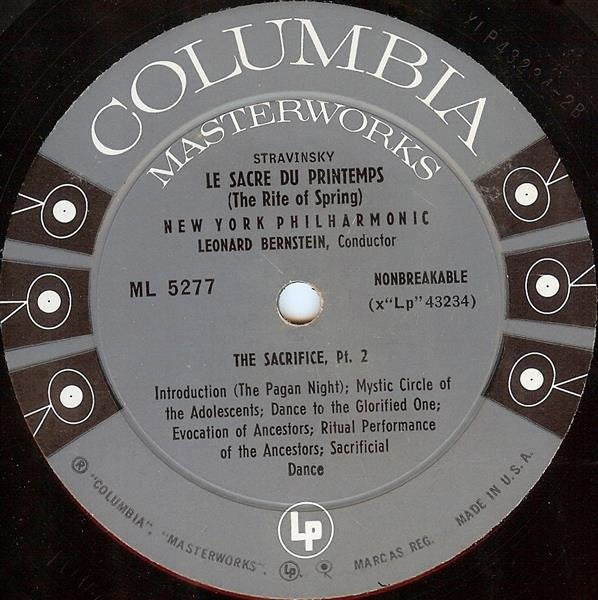 Igor Stravinsky / The New York Philharmonic Orchestra, Leonard Bernstein : Le Sacre Du Printemps (LP, Album, Mono)