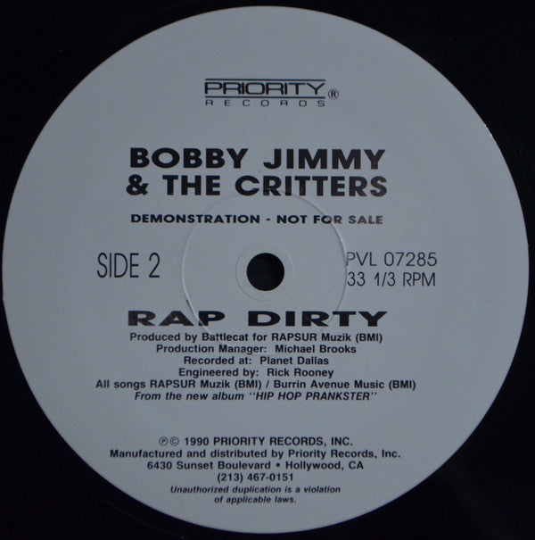 Bobby Jimmy And The Critters : Rap Dirty (12", Maxi, Promo)