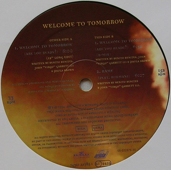 Snap! Feat. Summer : Welcome To Tomorrow (Are You Ready?) (12")