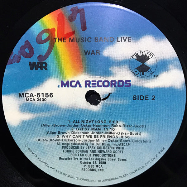 War : The Music Band Live (LP, Album, Glo)