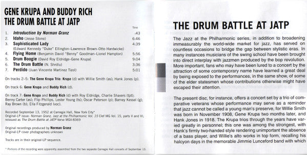Gene Krupa And Buddy Rich : The Drum Battle (Gene Krupa And Buddy Rich At JATP) (CD, Album, RE, RM, Dig)