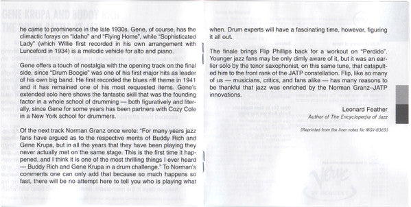 Gene Krupa And Buddy Rich : The Drum Battle (Gene Krupa And Buddy Rich At JATP) (CD, Album, RE, RM, Dig)