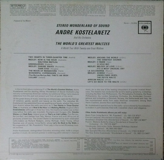 André Kostelanetz And His Orchestra : Wonderland Of Sound - The World's Greatest Waltzes (LP, Album)