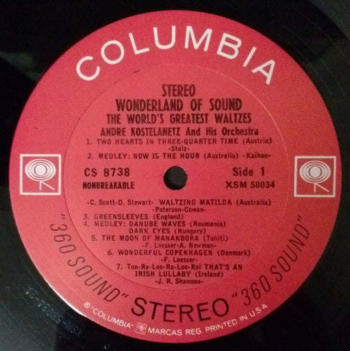 André Kostelanetz And His Orchestra : Wonderland Of Sound - The World's Greatest Waltzes (LP, Album)