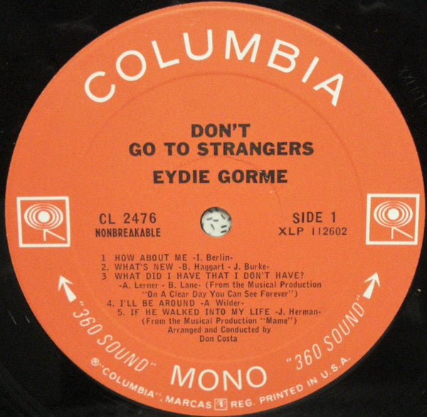 Eydie Gormé : Don't Go To Strangers (LP, Album, Mono)