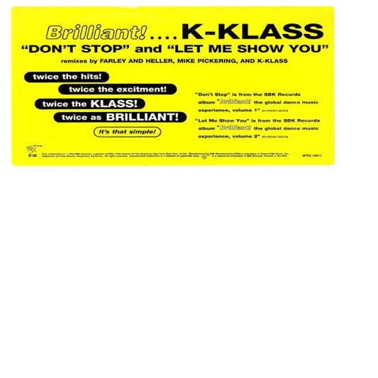 K-Klass : Don't Stop / Let Me Show You (12", Promo)