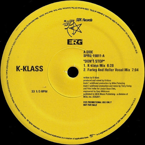 K-Klass : Don't Stop / Let Me Show You (12", Promo)