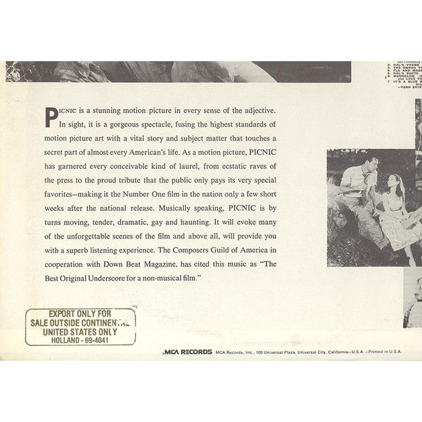 George Duning / Morris Stoloff Conducting The Columbia Pictures Orchestra : Music From The Sound Track Of The Columbia Picture "Picnic" (LP, Album, RE)