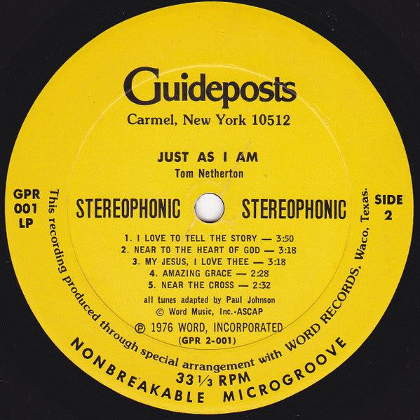 Tom Netherton : Just As I Am (LP, Album)