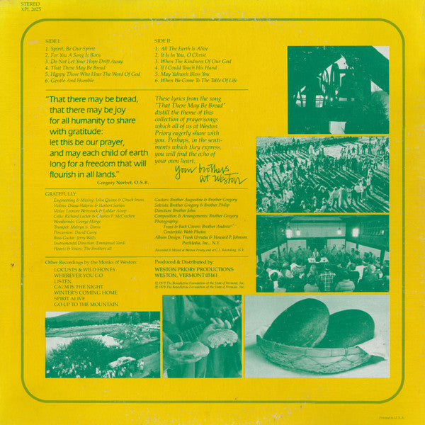The Monks Of Weston Priory : That There May Be Bread (LP)
