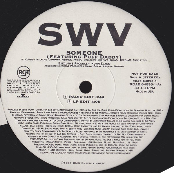 SWV : Someone (12", Promo)