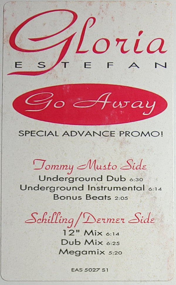 Gloria Estefan : Go Away (12", Promo, W/Lbl)