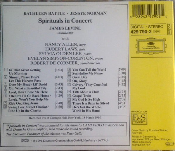 Kathleen Battle, Jessye Norman - Spirituals In Concert Chorus  And Spirituals In Concert Orchestra Conducted By James Levine (2) : Spirituals In Concert (CD, Album)