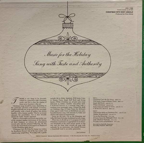 Eddy Arnold : Christmas With Eddy Arnold (LP, RE)