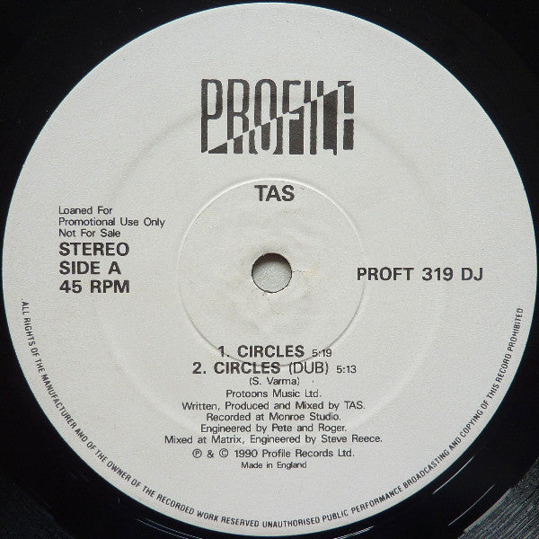 TAS : Circles / Must Be The Music (12", Promo)
