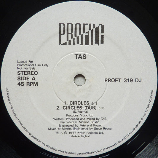 TAS : Circles / Must Be The Music (12", Promo)