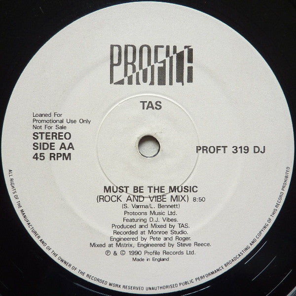 TAS : Circles / Must Be The Music (12", Promo)