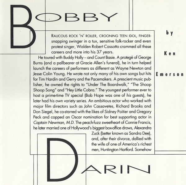Bobby Darin : Splish Splash - The Best Of Bobby Darin Volume One (CD, Comp, RM, Spe)