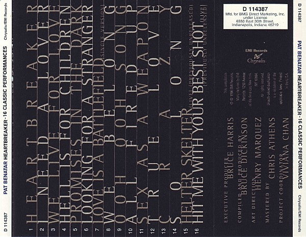 Pat Benatar : Heartbreaker (Sixteen Classic Performances) (CD, Comp, Club)