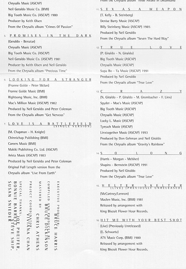 Pat Benatar : Heartbreaker (Sixteen Classic Performances) (CD, Comp, Club)