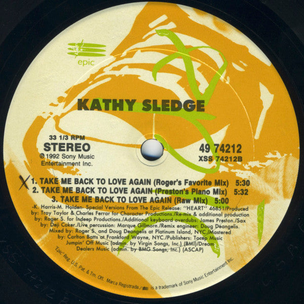 Kathy Sledge : Take Me Back To Love Again (12")