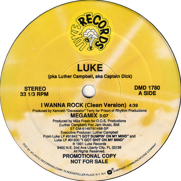 Luke pka Luther Campbell aka Captain D. : I Wanna Rock (12", Promo)
