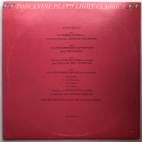 Arturo Toscanini And The NBC Symphony Orchestra : Toscanini Plays Light Classics (2xLP, Comp, Mono, Gat)