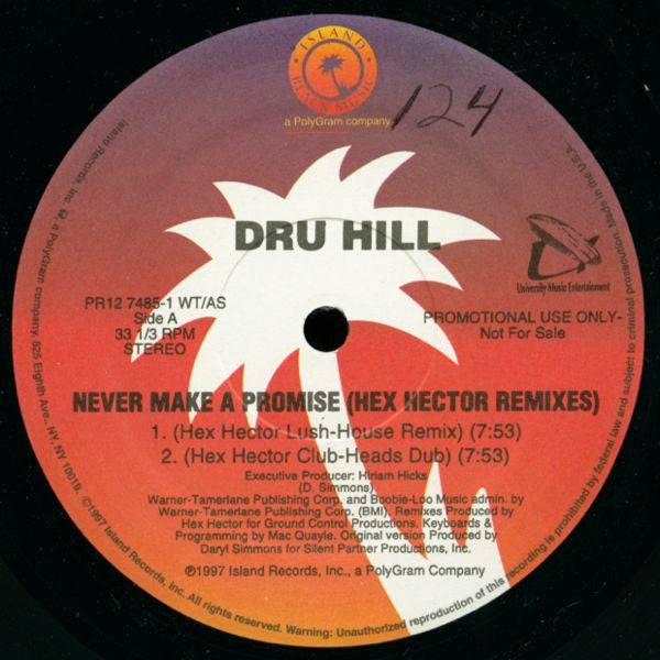Dru Hill : Never Make A Promise (Hex Hector Remixes) (12", Promo)
