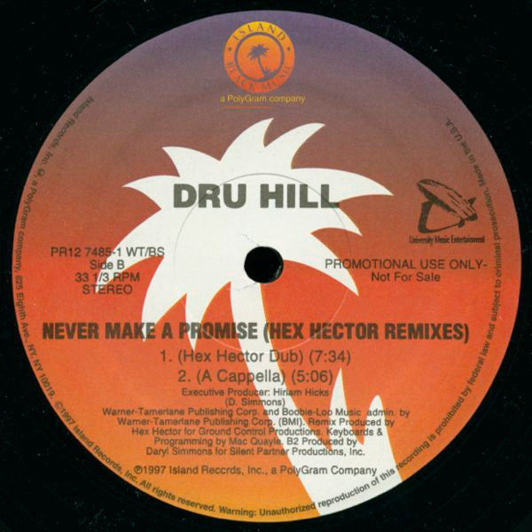 Dru Hill : Never Make A Promise (Hex Hector Remixes) (12", Promo)