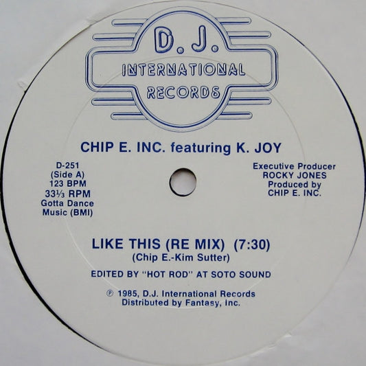 Chip E. Featuring K. Joy : Like This (12", Blu)
