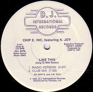 Chip E. Featuring K. Joy : Like This (12", Blu)