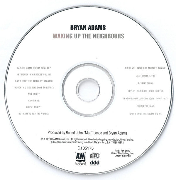 Bryan Adams : Waking Up The Neighbours (CD, Album, Club)