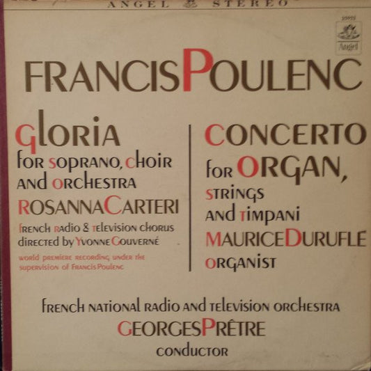 Francis Poulenc, Orchestre National De France : Gloria / Concerto For Organ, Strings And Timpani (LP)