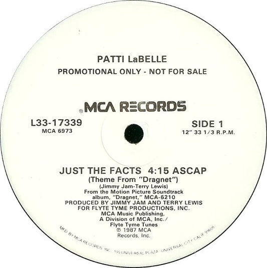 Patti LaBelle : Just The Facts (Theme From "Dragnet") (12", Promo)