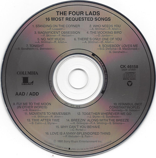 The Four Lads : 16 Most Requested Songs (CD, Comp)