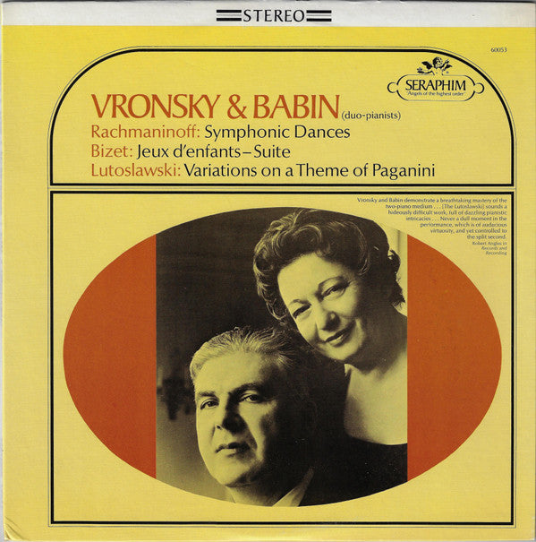 Vronsky And Babin, Sergei Vasilyevich Rachmaninoff, Georges Bizet, Witold Lutoslawski : Symphonic Dances / Jeux D'Enfants - Suite / Variations On A Theme Of Paganini (LP)