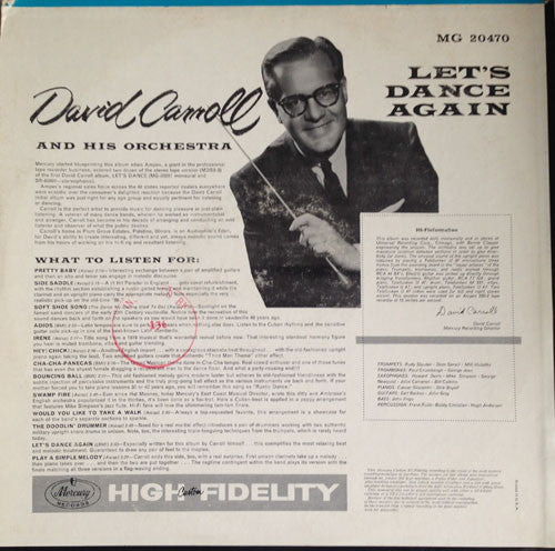 David Carroll & His Orchestra : Let's Dance Again! (LP, Album, Mono)