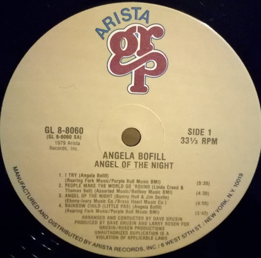 Angela Bofill : Angel Of The Night (LP, Album, Gat)