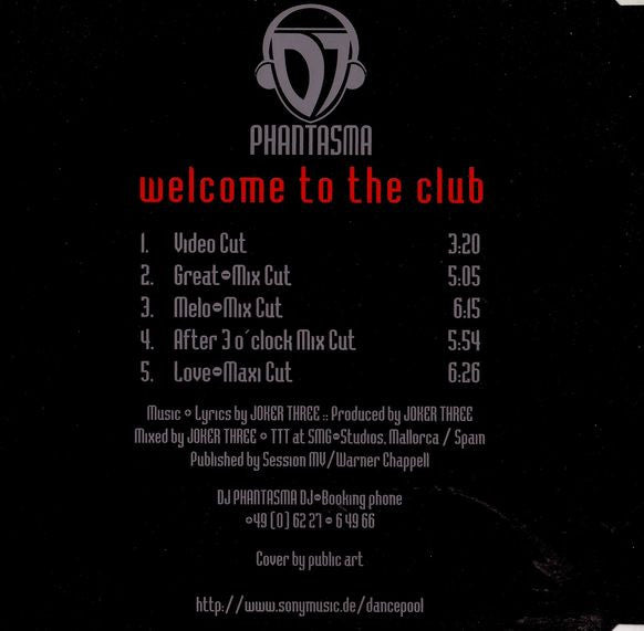 DJ Phantasma : Welcome To The Club (CD, Maxi)