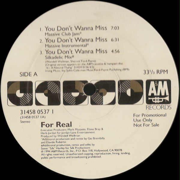 For Real : You Don't Wanna Miss (12", Promo)