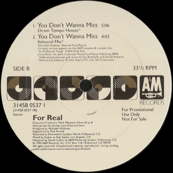 For Real : You Don't Wanna Miss (12", Promo)