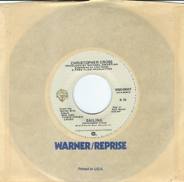 Christopher Cross : Sailing (7", Single, Spe)