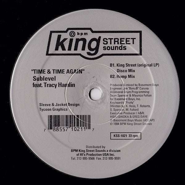 Sublevel Feat. Tracy Hamlin : Time & Time Again (12")