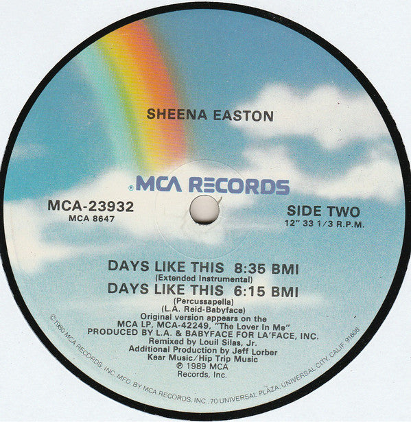 Sheena Easton : Days Like This (12", Single)