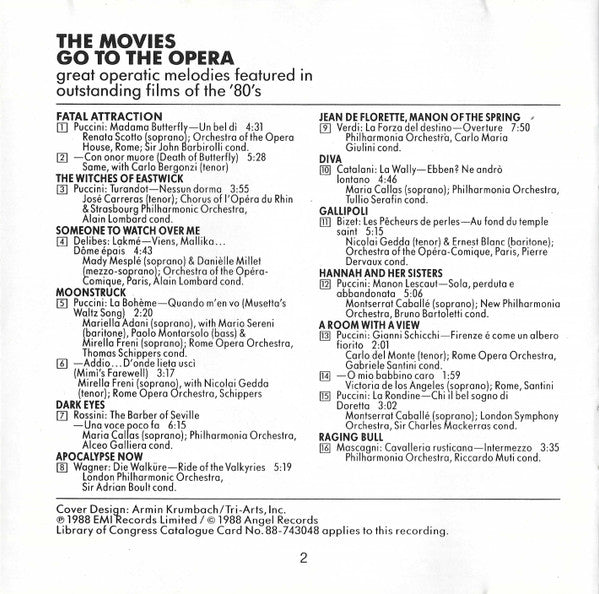 Various : The Movies Go To The Opera (CD, Comp)