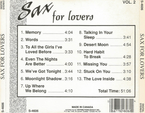 Unknown Artist : Sax For Lovers Vol. 2 (CD, Comp)