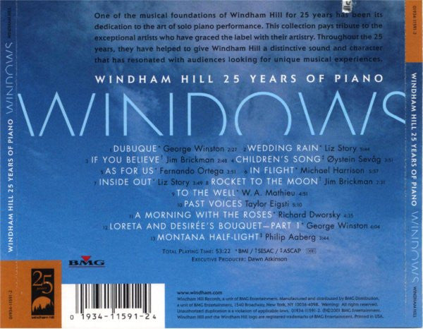 Various : Windows: Windham Hill 25 Years Of Piano (CD, Comp)