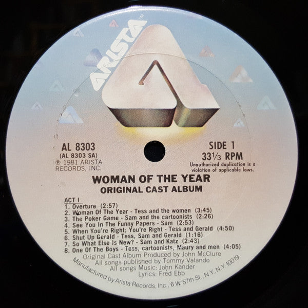 Lauren Bacall, Harry Guardino, John Kander, Peter Stone (2), Fred Ebb : Woman Of The Year (The Original Broadway Cast) (LP, Album)