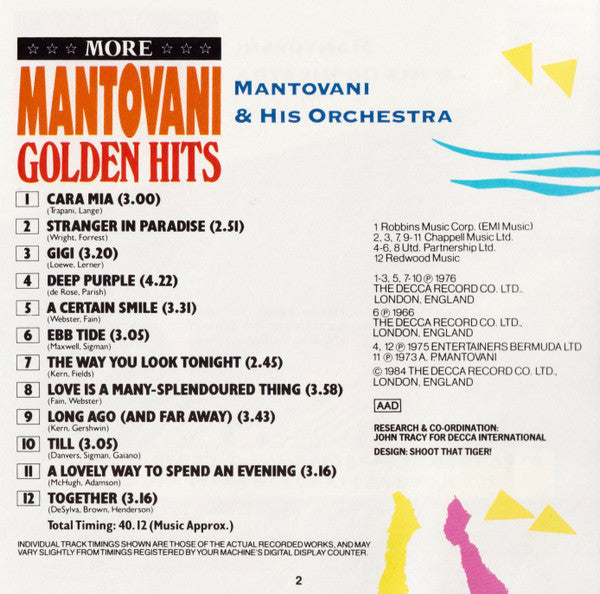 Mantovani And His Orchestra : More Mantovani Golden Hits (CD, RE)