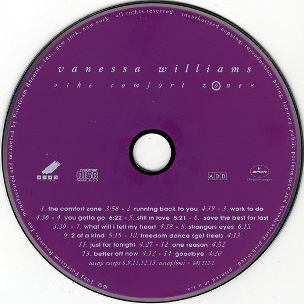 Vanessa Williams : The Comfort Zone (CD, Album)